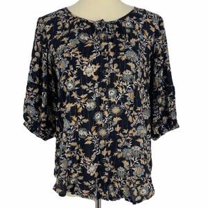 Knox Rose Black Floral Blouse Size Small NWT